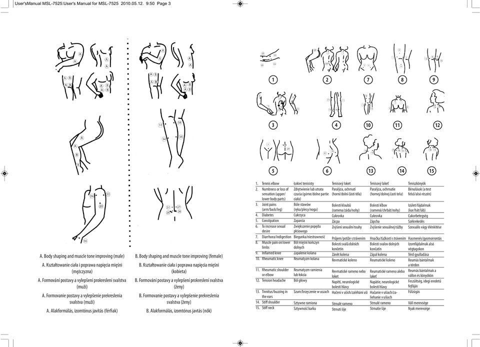 Alakformálás, izomtónus javítás (férfiak) B. Body shaping and muscle tone improving (female) B. Kształtowanie ciała i poprawa napięcia mięśni (kobieta) B.