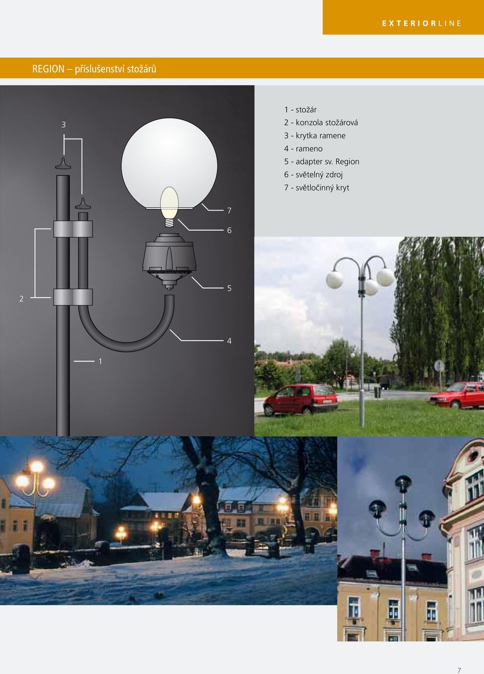 krytka ramene 4 - rameno 5 - adapter sv.