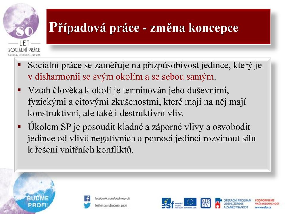 Vztah člověka k okolí je terminován jeho duševními, fyzickými a citovými zkušenostmi, které mají na něj mají