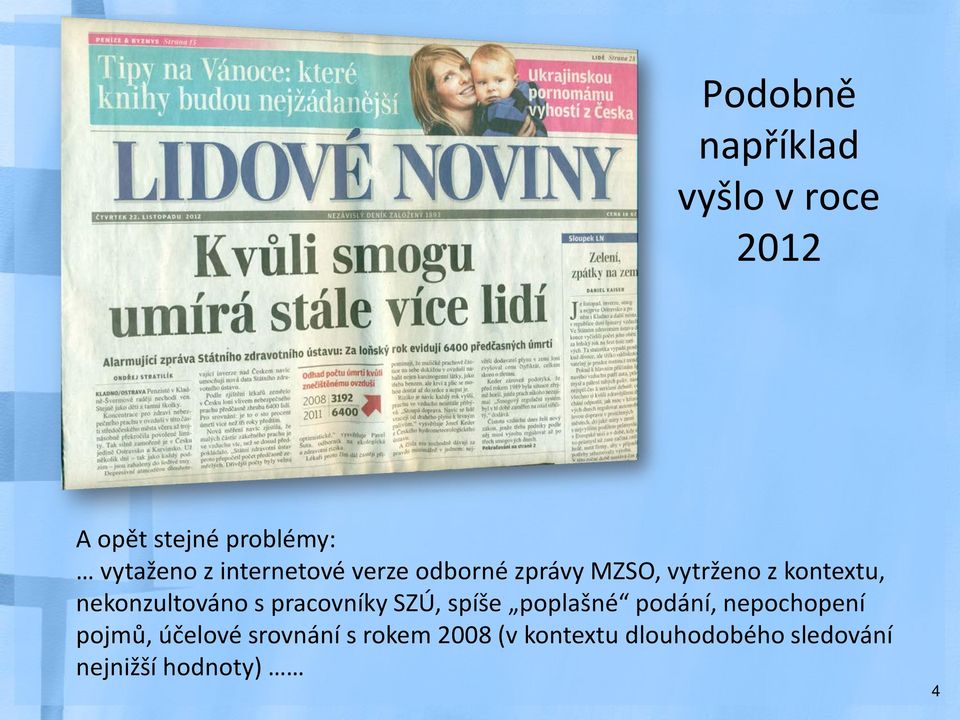 nekonzultováno s pracovníky SZÚ, spíše poplašné podání, nepochopení