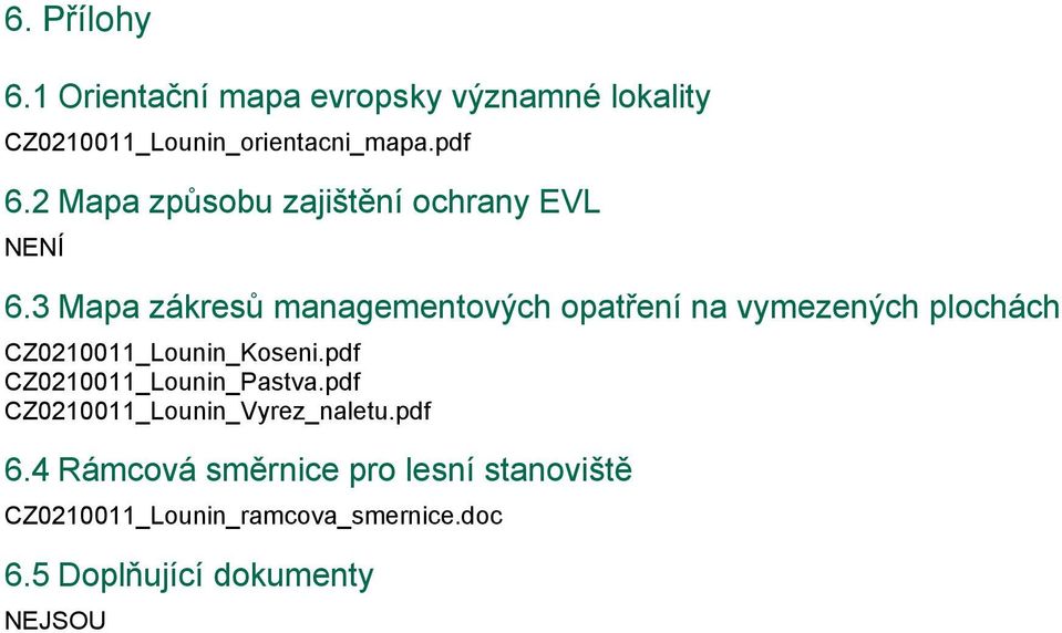 3 Mapa zákresů managementových opatření na vymezených plochách CZ0210011_Lounin_Koseni.