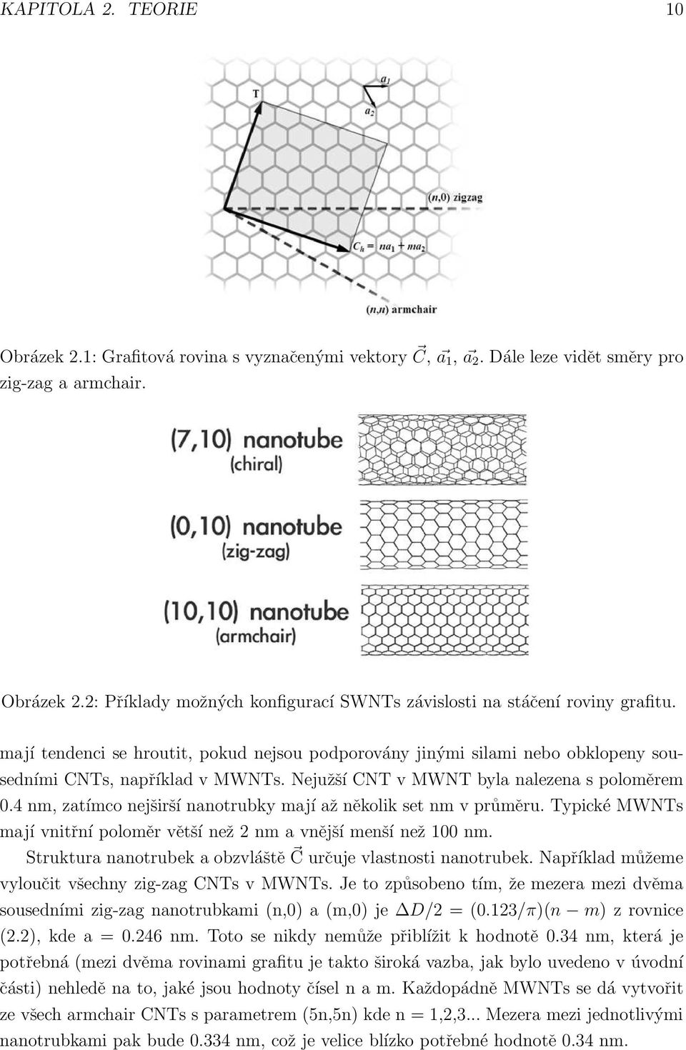 4 nm, zatímco nejširší nanotrubky mají až několik set nm v průměru. Typické MWNTs mají vnitřní poloměr větší než 2 nm a vnější menší než 100 nm.