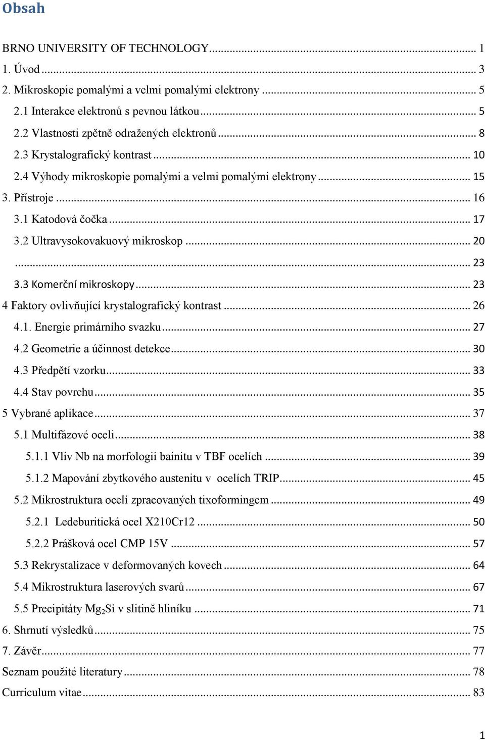 3 Komerční mikroskopy... 23 4 Faktory ovlivňující krystalografický kontrast... 26 4.1. Energie primárního svazku... 27 4.2 Geometrie a účinnost detekce... 30 4.3 Předpětí vzorku... 33 4.