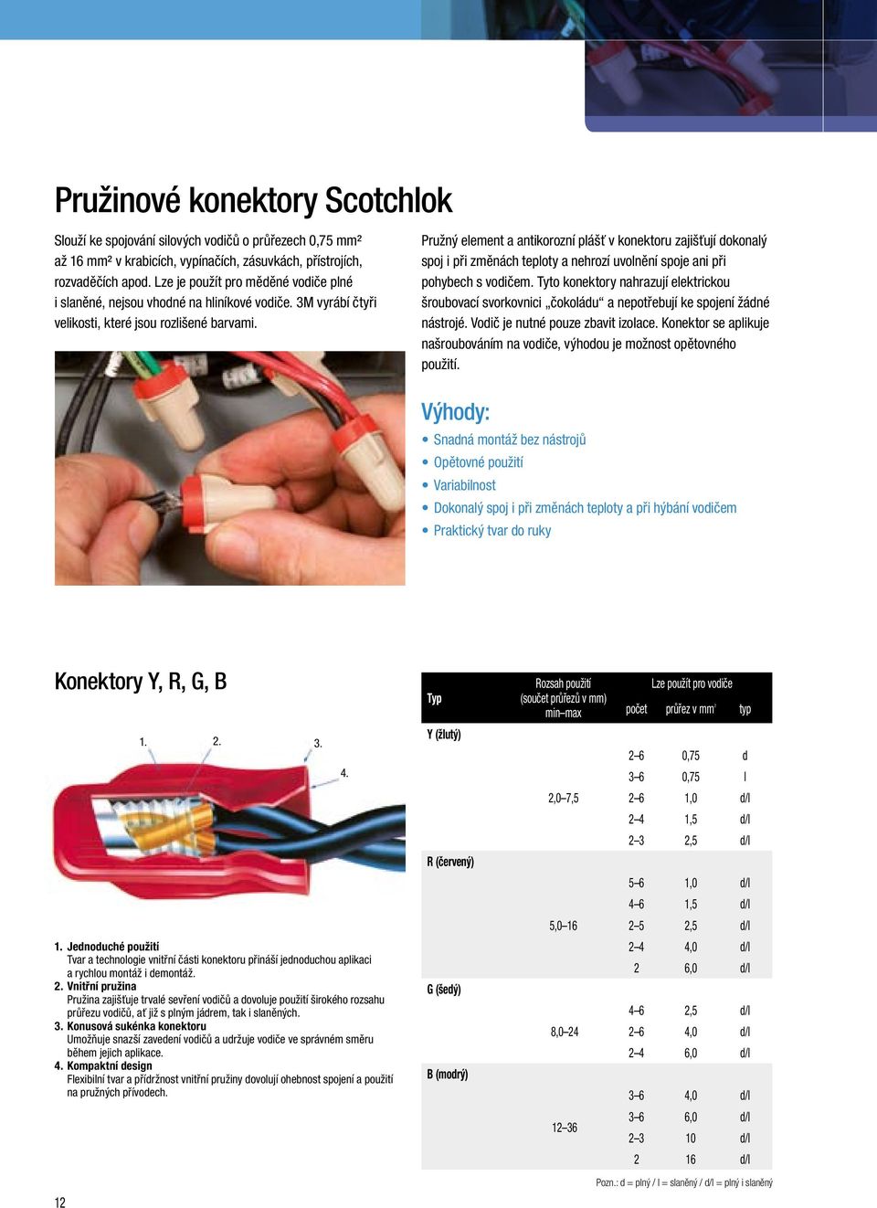 Pružný element a antikorozní plášť v konektoru zajišťují dokonalý spoj i při změnách teploty a nehrozí uvolnění spoje ani při pohybech s vodičem.