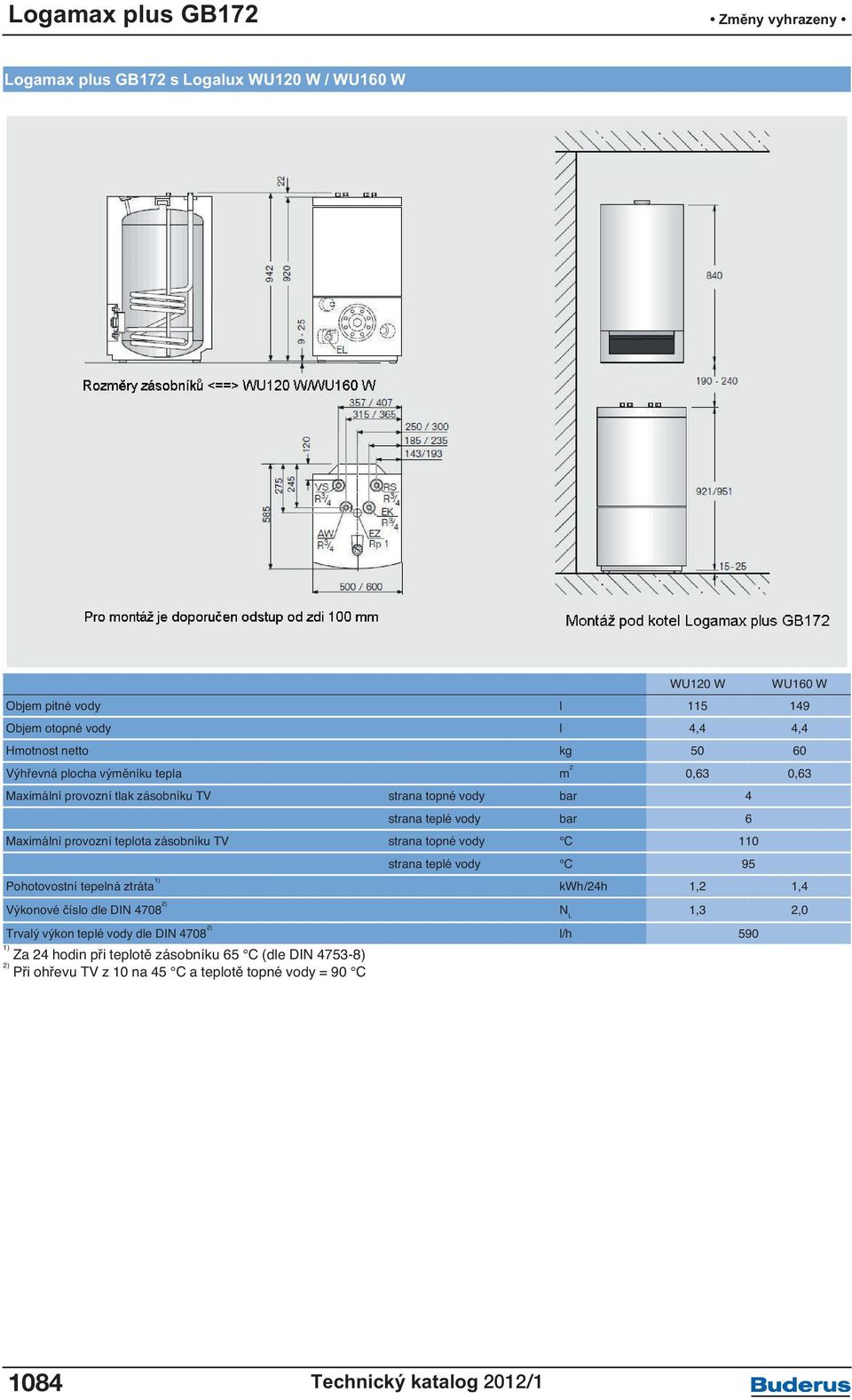 C 110 strana teplé vody C 95 Pohotovostní tepelná ztráta 1) kwh/24h 1,2 1,4 Výkonové dle DIN 4708 2) N L 1,3 2,0 Trvalý výkon teplé vody dle DIN 4708 2) l/h 590