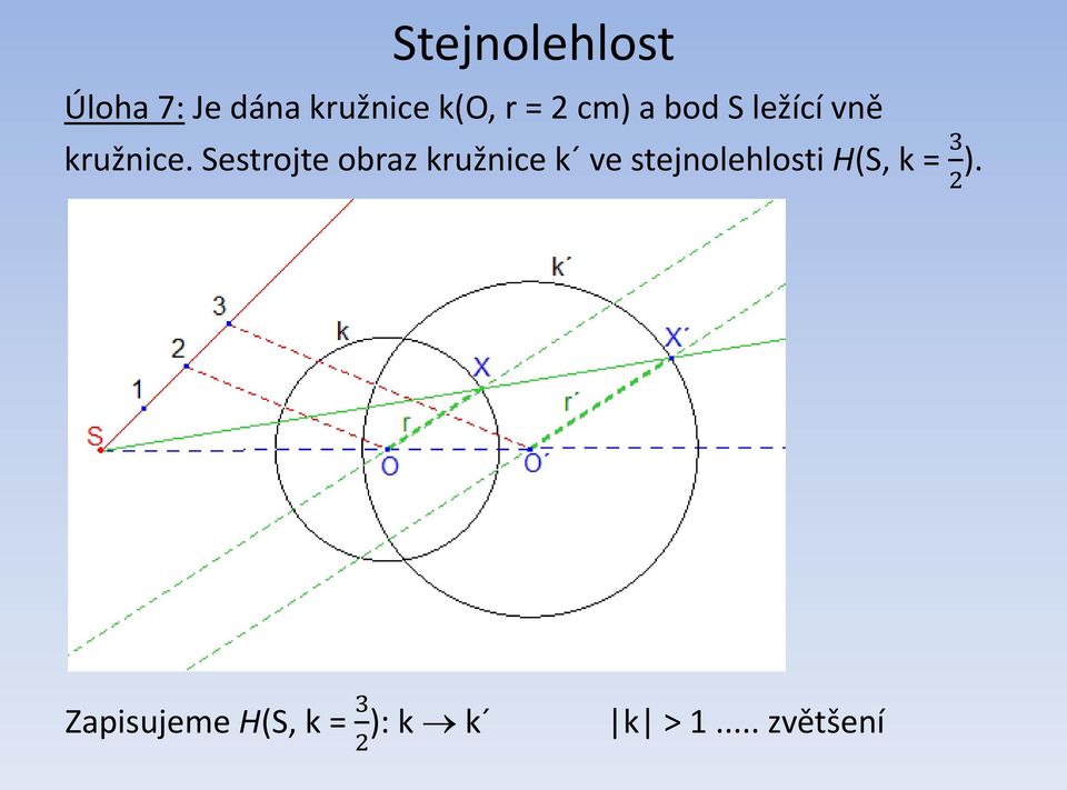 Sestrojte obraz kružnice k ve stejnolehlosti