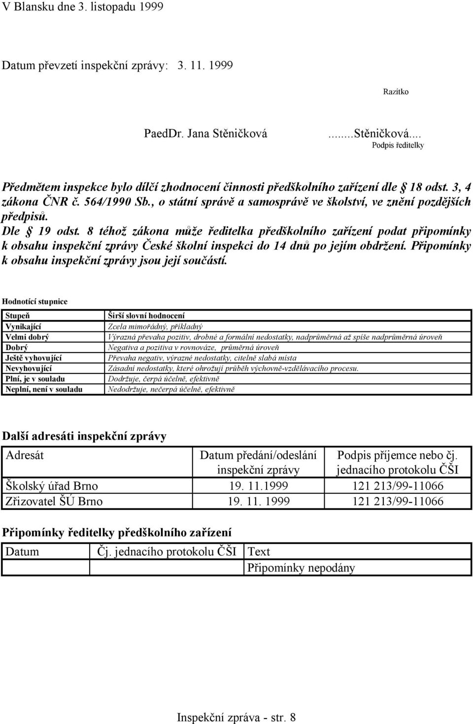 , o státní správě a samosprávě ve školství, ve znění pozdějších předpisů. Dle 19 odst.