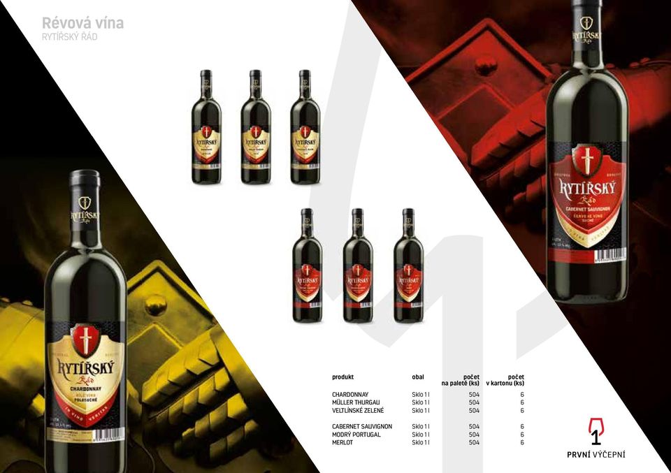 Sklo 1 l 504 6 VELTLÍNSKÉ ZELENÉ Sklo 1 l 504 6 CABERNET