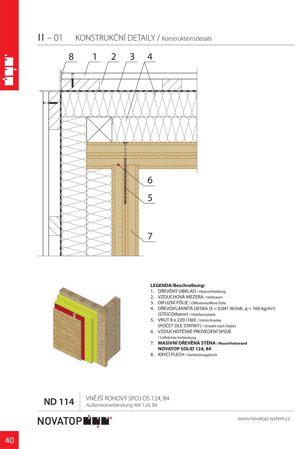 DŘEVOVLÁKNITÁ DESKA (λ = 0,0 W/mK, q = 0 kg/m) (STEICOtherm) / Holzfaserplatte. VRUT 8 x 0 (0) / Holzschraube.