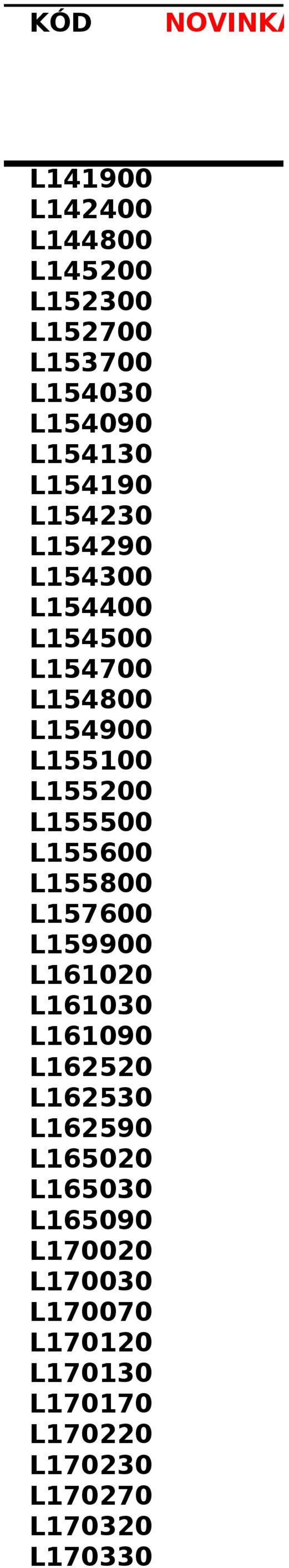 L155500 L155600 L155800 L157600 L159900 L161020 L161030 L161090 L162520 L162530 L162590