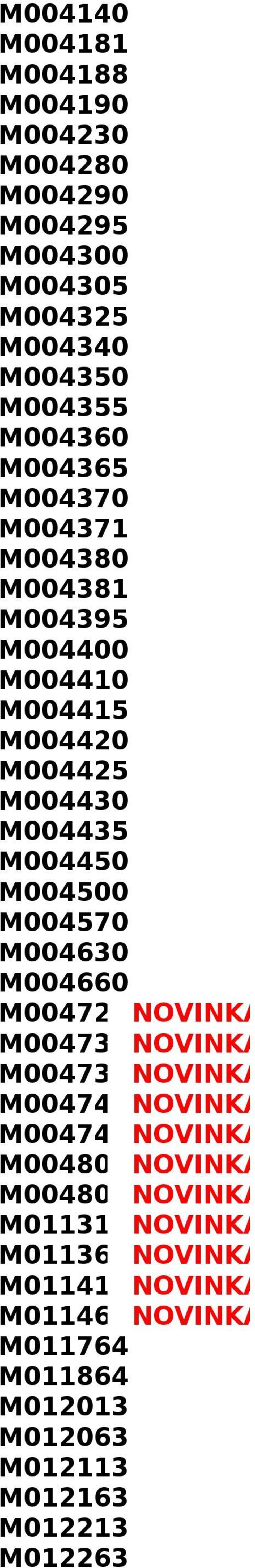 M004570 M004630 M004660 M004720 NOVINKA M004730 NOVINKA M004735 NOVINKA M004740 NOVINKA M004745 NOVINKA M004800 NOVINKA