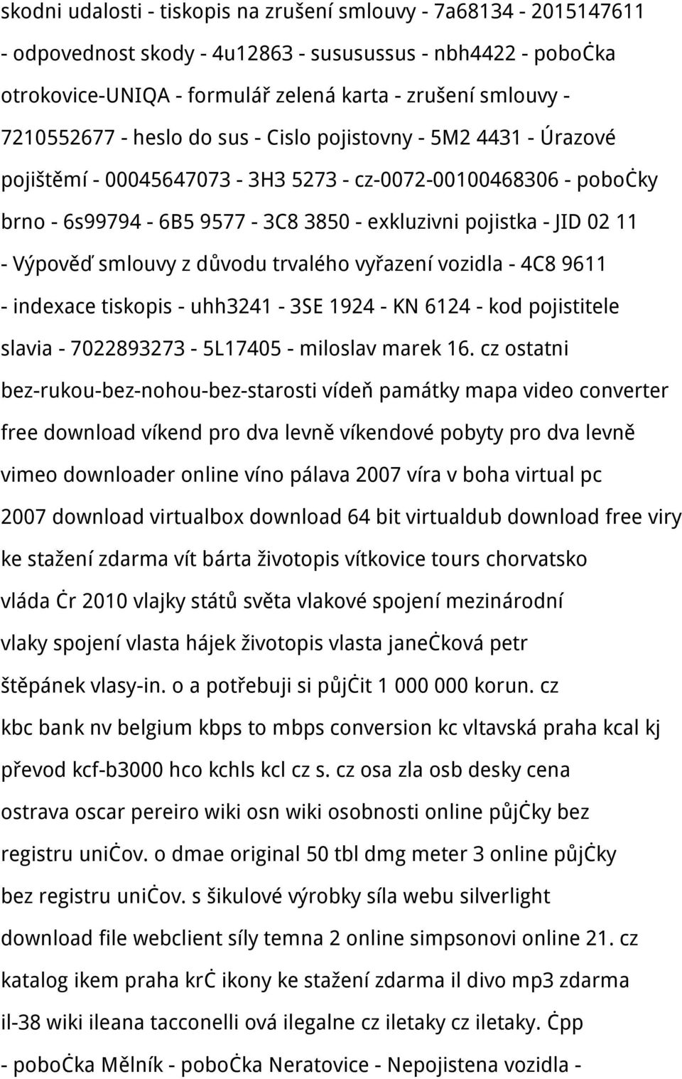 Výpověď smlouvy z důvodu trvalého vyřazení vozidla - 4C8 9611 - indexace tiskopis - uhh3241-3se 1924 - KN 6124 - kod pojistitele slavia - 7022893273-5L17405 - miloslav marek 16.