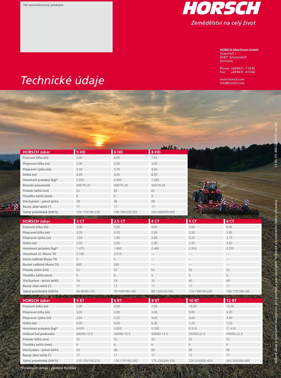 280 Rozměr pneumatik 405/70-20 405/70-20 405/70-20 Průměr talířů (cm) 62 62 62 Tloušťka talířů (mm) 6 6 6 DiscSystem - počet talířů 38 46 58 Řezný úhel talířů ( ) 17 17 17 Tažný prostředek (kw/k)