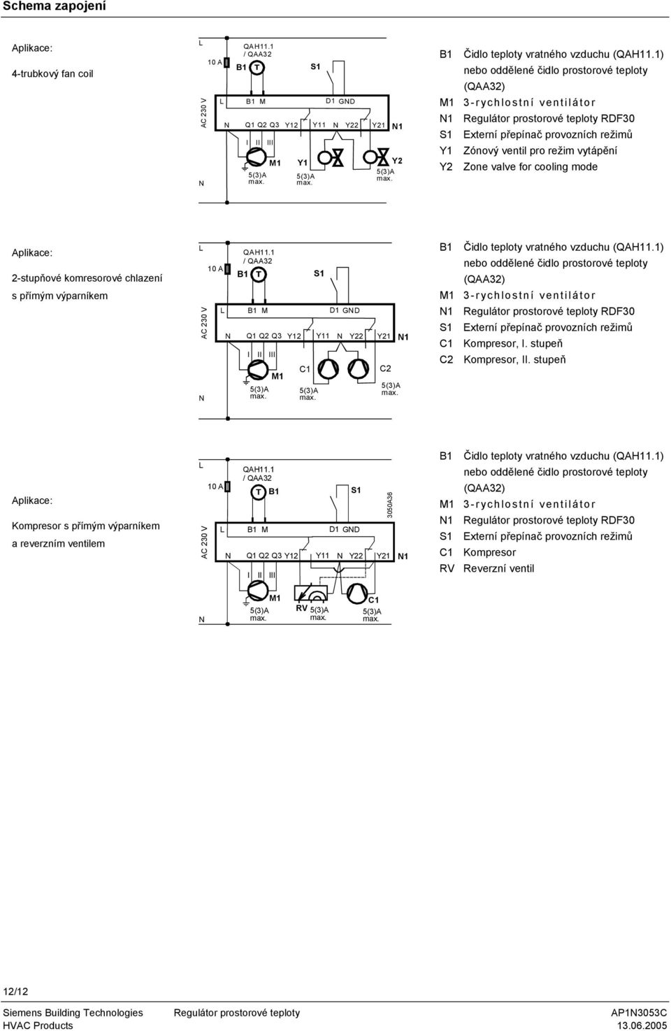 for cooling mode Aplikace: 2-stupňové komresorové chlazení s přímým výparníkem L AC 230 V N 0 A QAH.