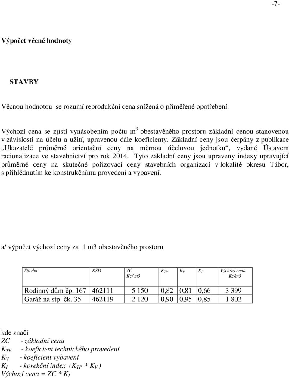 Základní ceny jsou čerpány z publikace Ukazatelé průměrné orientační ceny na měrnou účelovou jednotku, vydané Ústavem racionalizace ve stavebnictví pro rok 2014.