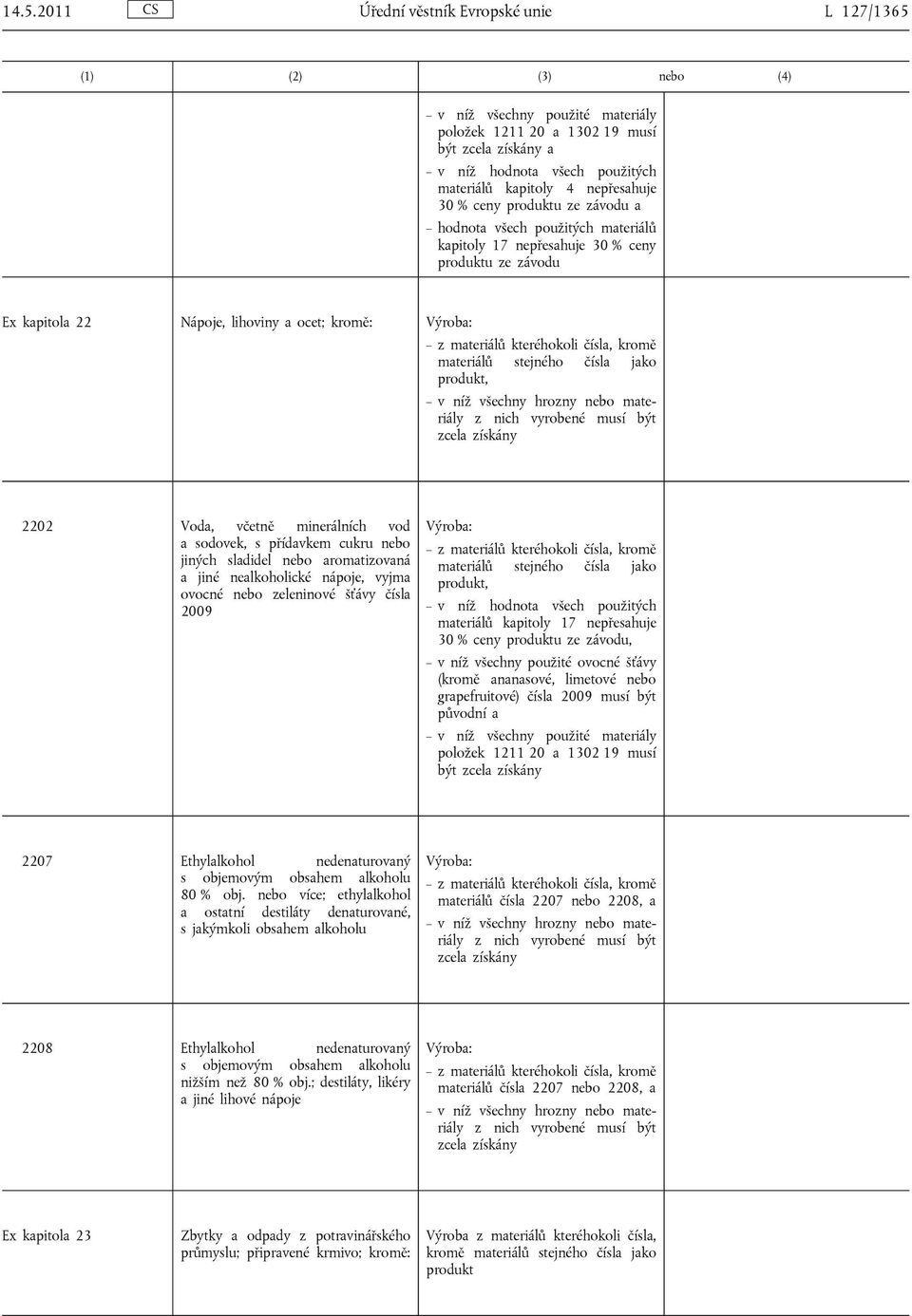 minerálních vod a sodovek, s přídavkem cukru jiných sladidel aromatizovaná a jiné nealkoholické nápoje, vyjma ovocné zeleninové šťávy čísla 2009, materiálů kapitoly 17 nepřesahuje 30 % ceny, v níž