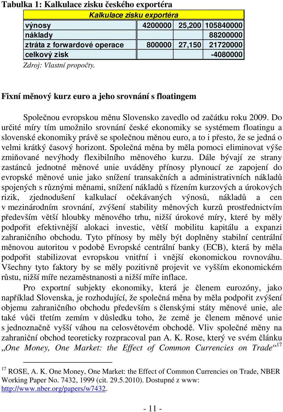 Do určité míry tím umožnilo srovnání české ekonomiky se systémem floatingu a slovenské ekonomiky právě se společnou měnou euro, a to i přesto, že se jedná o velmi krátký časový horizont.