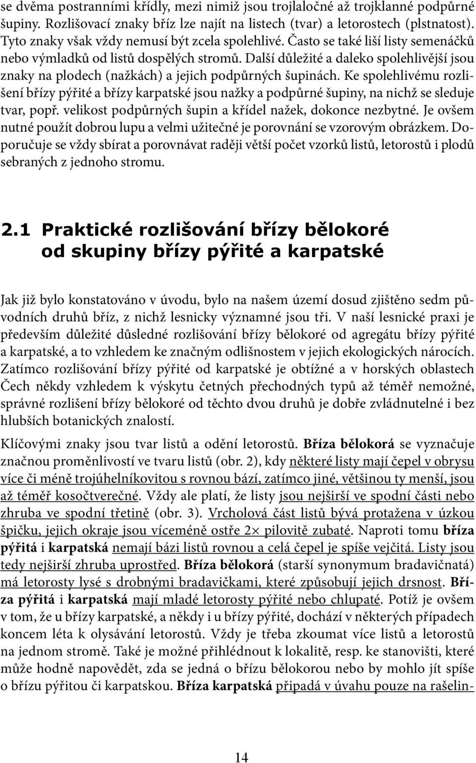 Další důležité a daleko spolehlivější jsou znaky na plodech (nažkách) a jejich podpůrných šupinách.