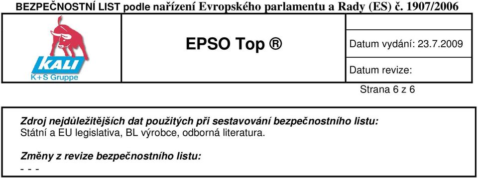 listu: Státní a EU legislativa, BL výrobce,