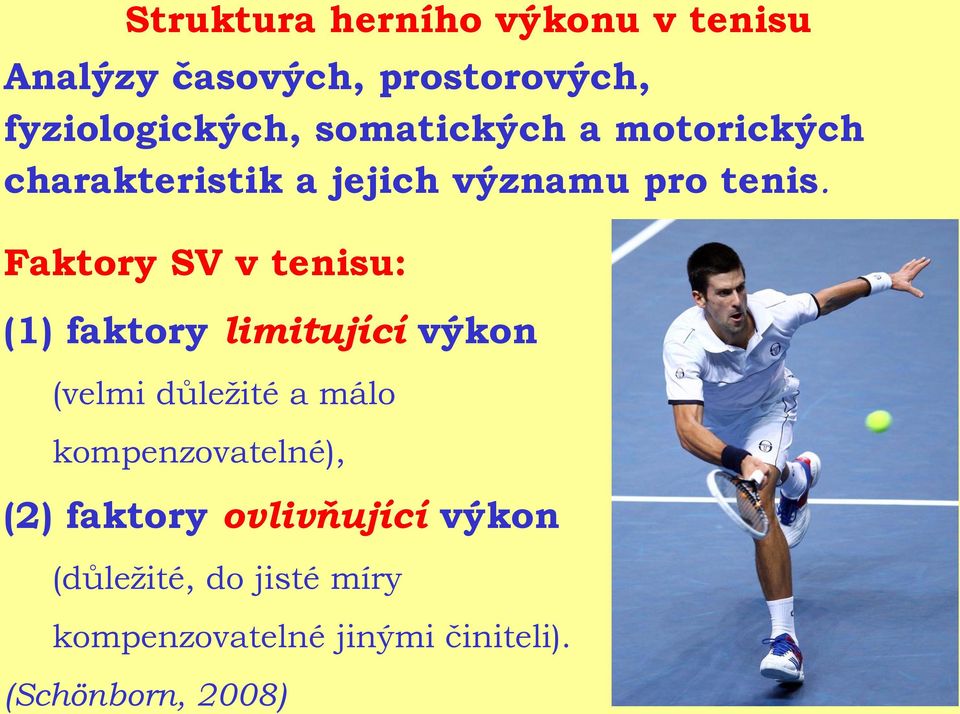 Faktory SV v tenisu: (1) faktory limitující výkon (velmi důležité a málo
