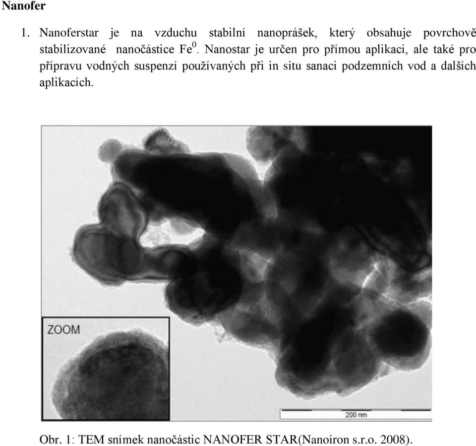 stabilizované nanočástice Fe 0.