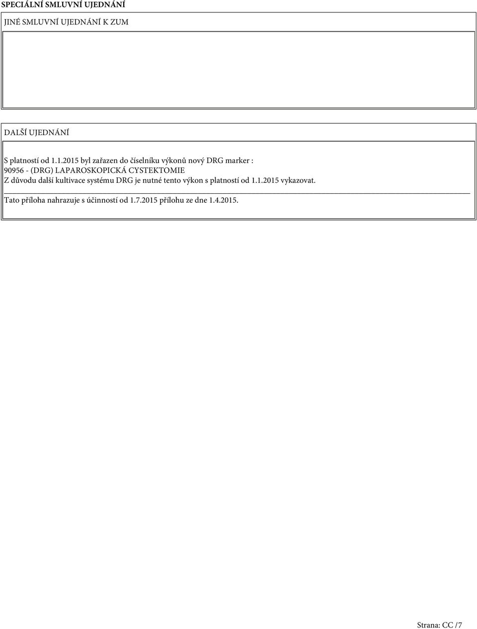 CYSTEKTOMIE Z důvodu další kultivace systému DRG je nutné tento výkon s platností od 1.