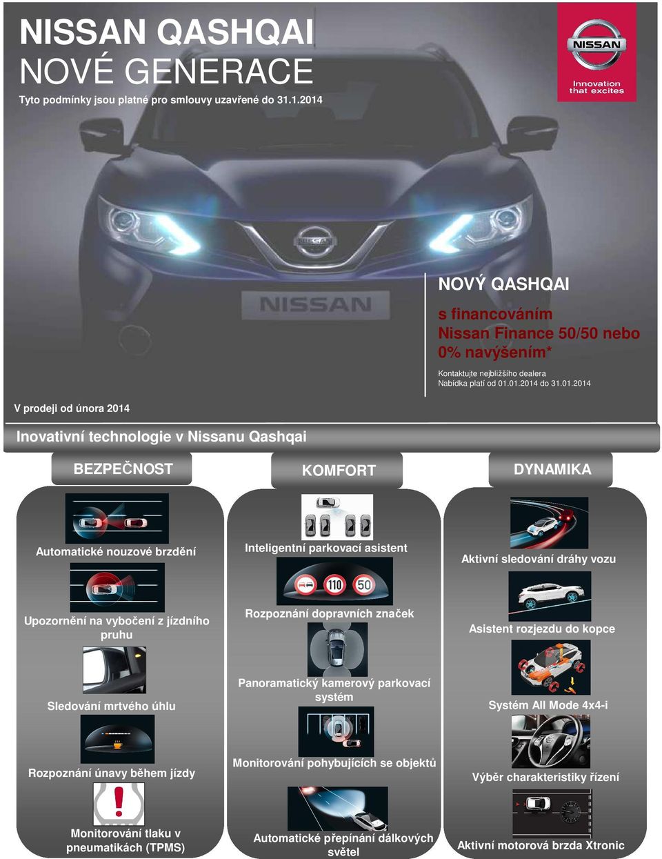 NOVÝ QASHQAI s financováním Nissan Finance 50/50 nebo 0% navýšením* Kontaktujte nejbližšího dealera Nabídka platí od 01.0do 31.