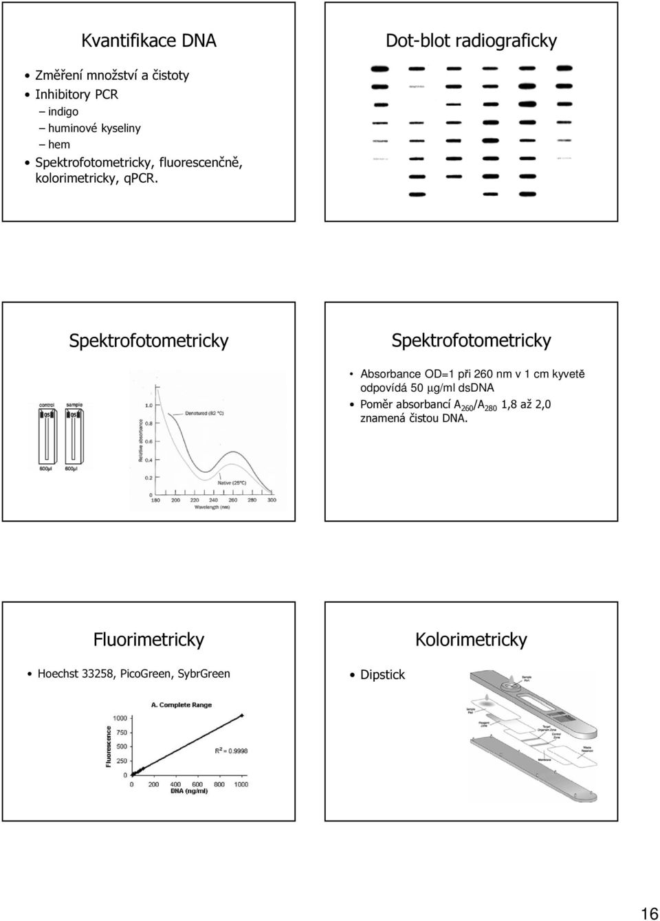 Spektrofotometricky Spektrofotometricky Absorbance OD=1 při 260 nm v 1 cm kyvetě odpovídá 50 µg/ml