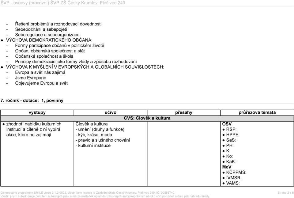 SOUVISLOSTECH: - Evropa a svět nás zajímá - Jsme Evropané - Objevujeme Evropu a svět 7.