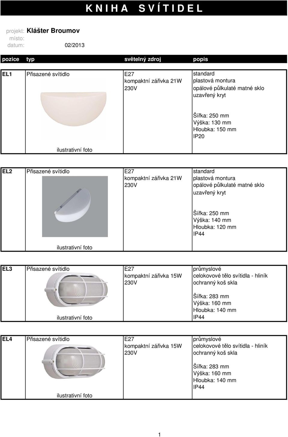 sklo uzavřený kryt Šířka: 250 mm Výška: 140 mm Hloubka: 120 mm EL3 Přisazené svítidlo E27 průmyslové kompaktní zářivka 15W celokovové tělo svítidla - hliník ochranný koš skla Šířka: 283