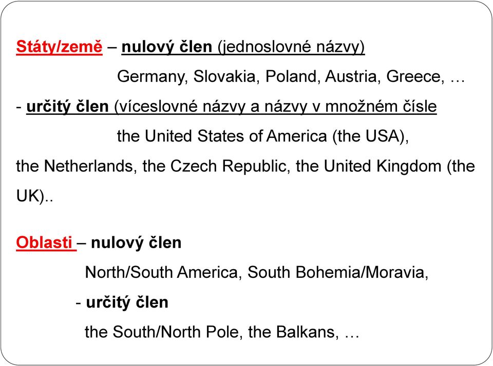 USA), the Netherlands, the Czech Republic, the United Kingdom (the UK).