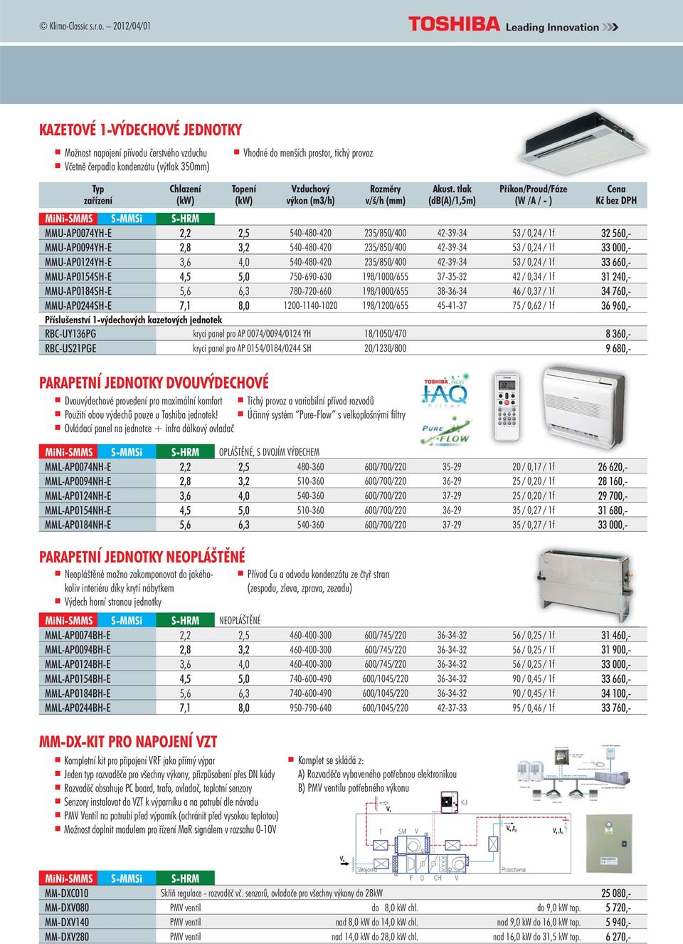 Použití obou výdechů pouze u Toshiba jednotek!