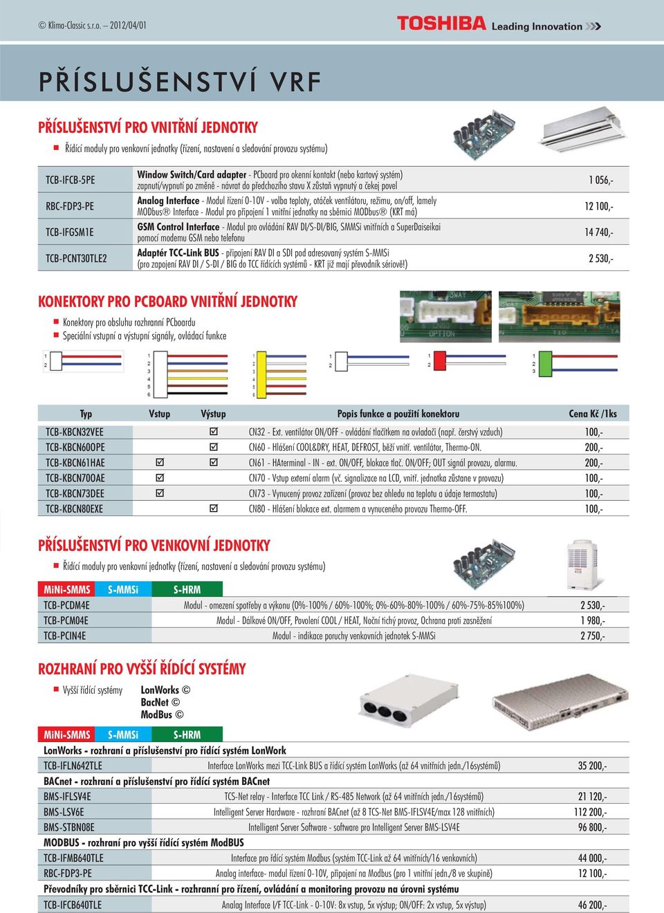 Window Switch/Card adapter - PCboard pro okenní kontakt (nebo kartový systém) zapnutí/vypnutí po změně - návrat do předchozího stavu X zůstaň vypnutý a čekej povel Analog Interface - Modul řízení