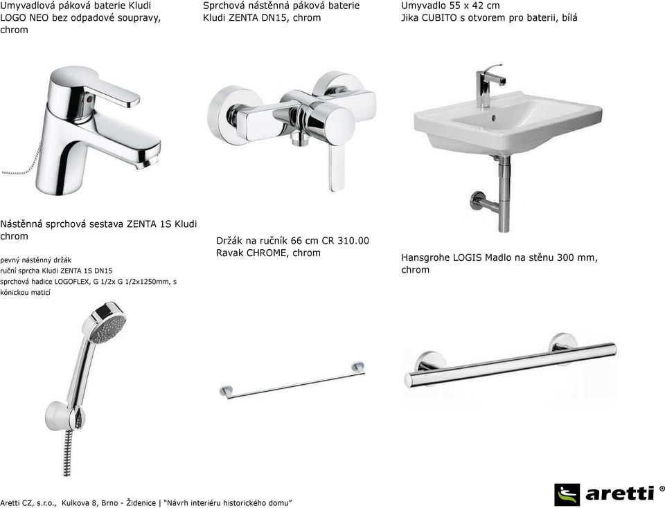 Kludi chrom pevný nástěnný držák ruční sprcha Kludi ZENTA 1S DN15 sprchová hadice LOGOFLEX, G 1/2x G 1/2x1250mm,