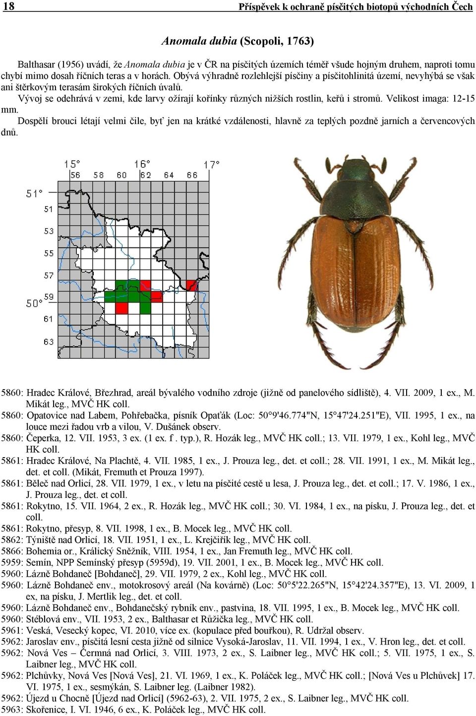 Vývoj se odehrává v zemi, kde larvy ožírají kořínky různých nižších rostlin, keřů i stromů. Velikost imaga: 12-15 mm.