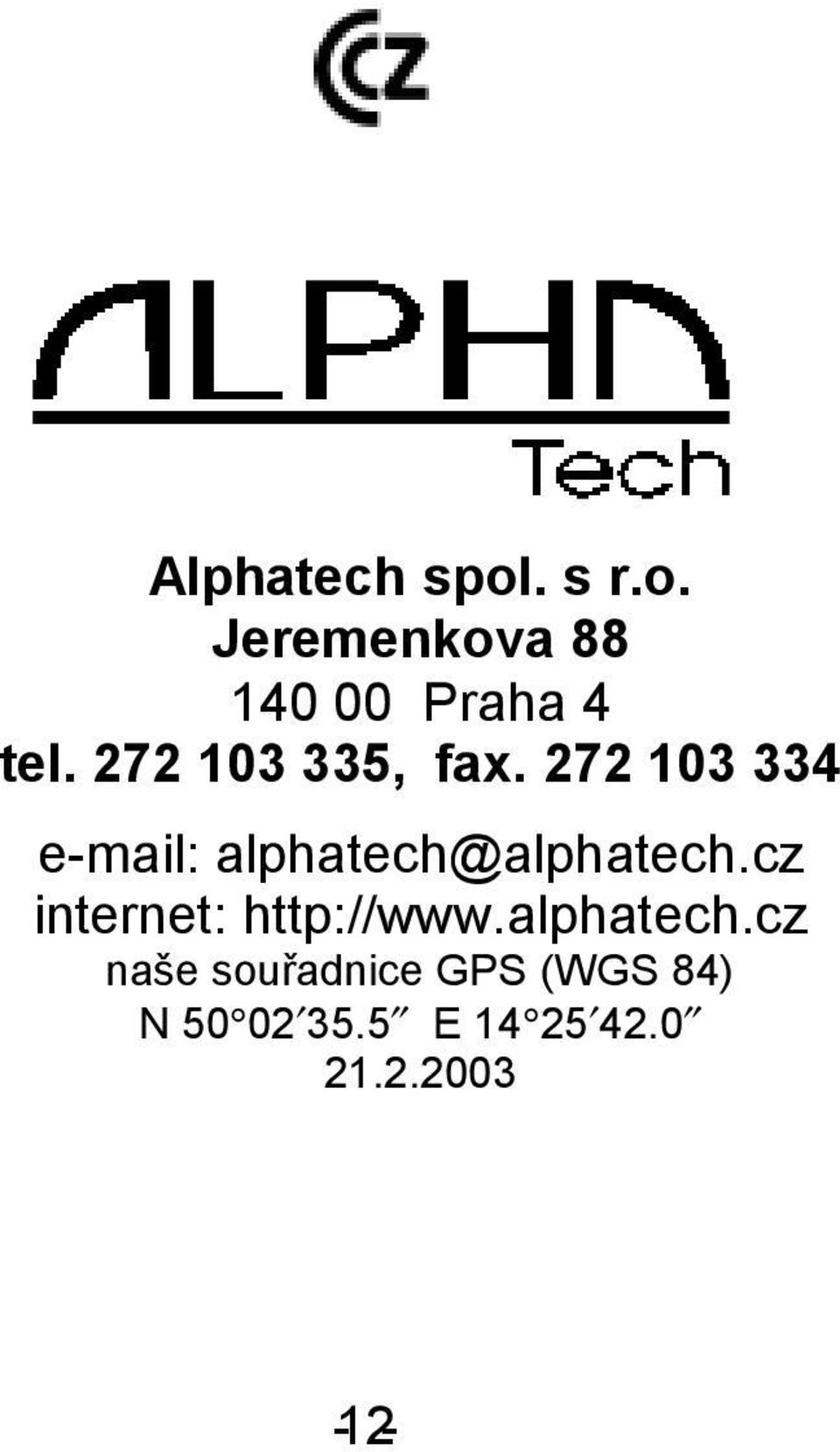 272 103 334 e-mail: alphatech@alphatech.