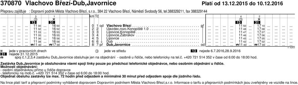 ................................ 6 6 56 5 Lipovice......................................... 8 6 58 6 6 Dub............................................ 8 7 př Dub,Javornice.