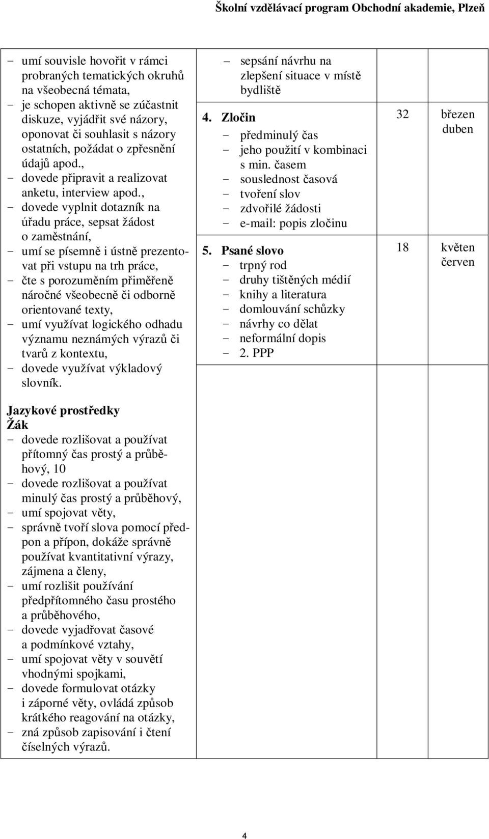 , - dovede vyplnit dotazník na adu práce, sepsat žádost o zam stnání, - umí se písemn i ústn prezentovat p i vstupu na trh práce, - te s porozum ním p im en náro né všeobecn i odborn orientované