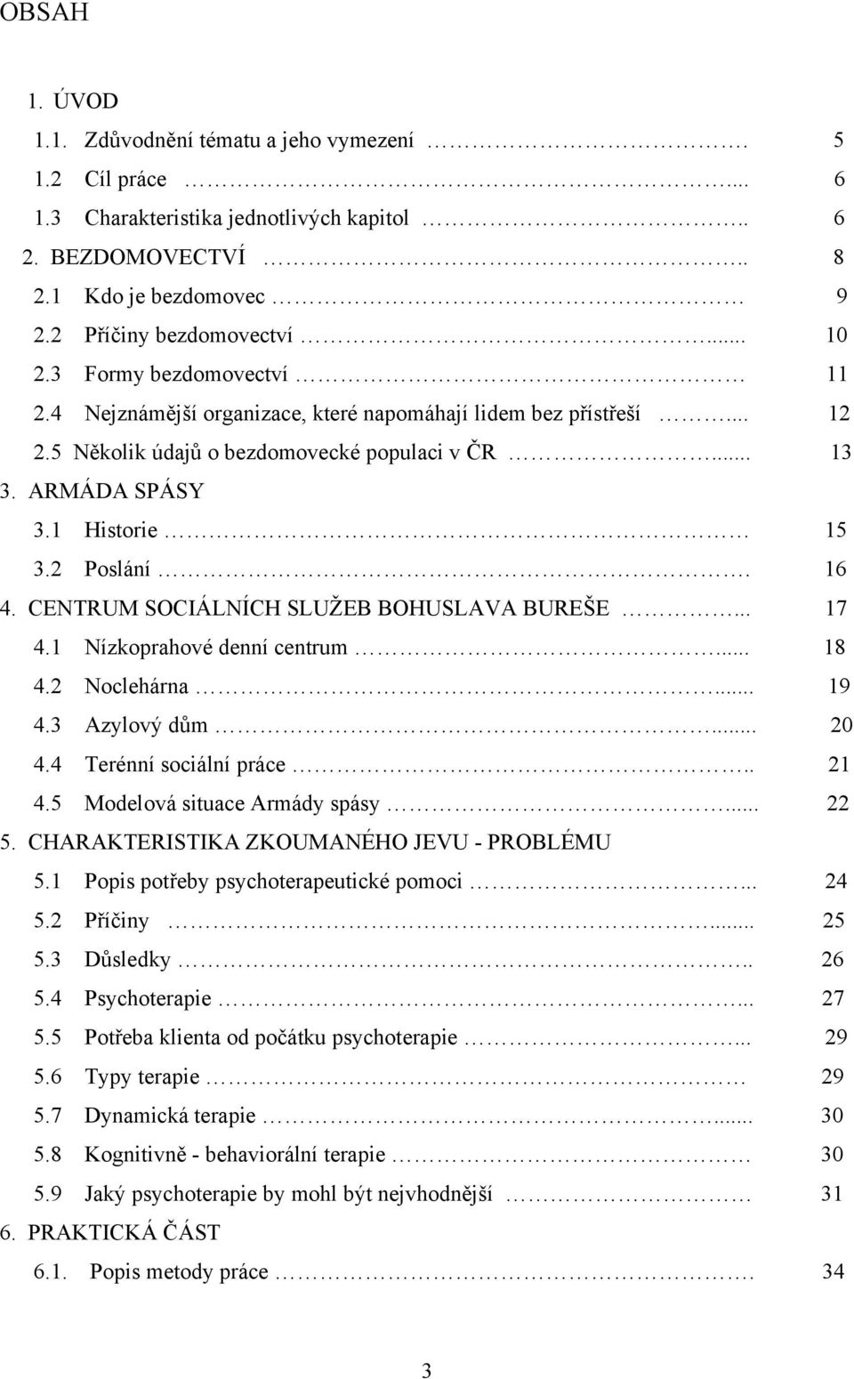 CENTRUM SOCIÁLNÍCH SLUŢEB BOHUSLAVA BUREŠE... 17 4.1 Nízkoprahové denní centrum... 18 4.2 Noclehárna... 19 4.3 Azylový dům... 20 4.4 Terénní sociální práce.. 21 4.5 Modelová situace Armády spásy.