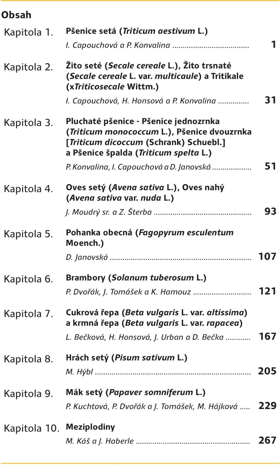 .. 31 Pluchaté pšenice - Pšenice jednozrnka (Triticum monococcum L.), Pšenice dvouzrnka [Triticum dicoccum (Schrank) Schuebl.] a Pšenice špalda (Triticum spelta L.) P. Konvalina, I. Capouchová a D.