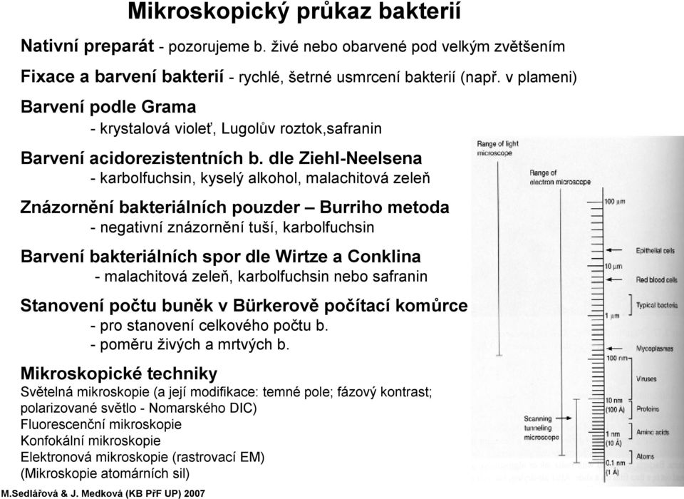 dle Ziehl-Neelsena -karbolfuchsin, kyselý alkohol, malachitová zeleň Znázornění bakteriálních pouzder Burriho metoda -negativní znázornění tuší, karbolfuchsin Barvení bakteriálních spor dle Wirtze a