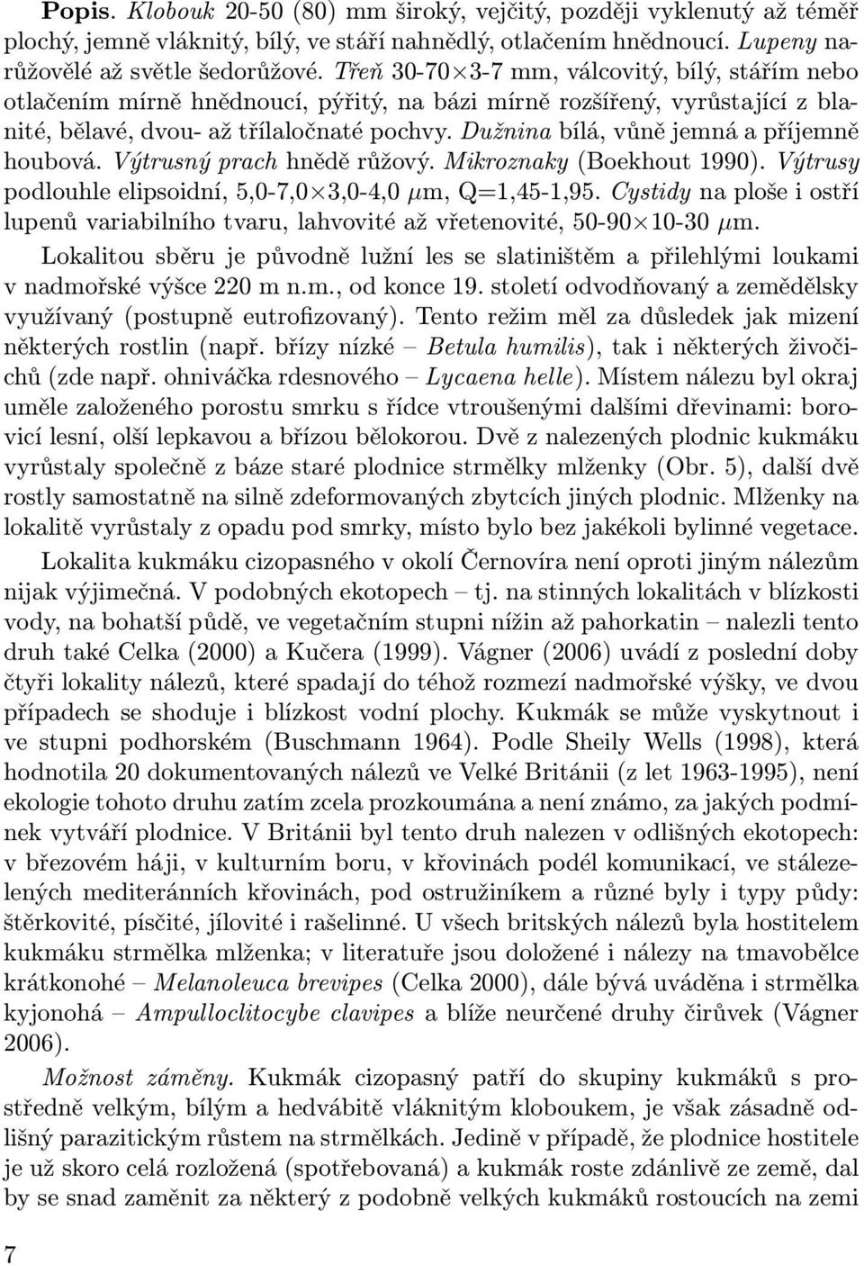 Dužnina bílá, vůně jemná a příjemně houbová. Výtrusný prach hnědě růžový. Mikroznaky (Boekhout 1990). Výtrusy podlouhle elipsoidní, 5,0-7,0 3,0-4,0 µm, Q=1,45-1,95.