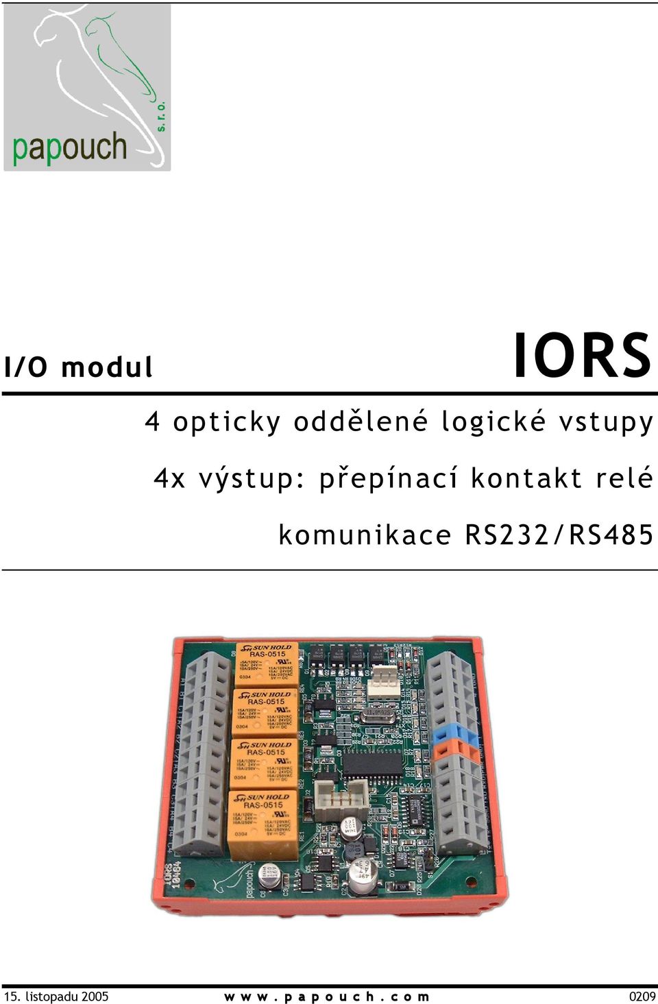 kontakt relé komunikace RS232/RS485 15.