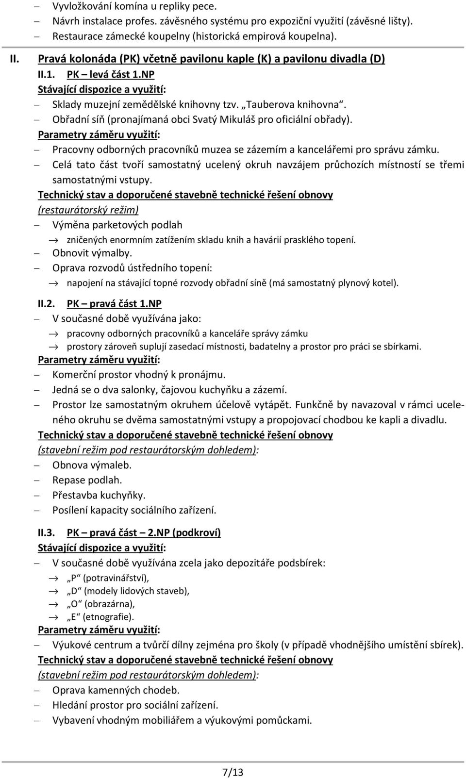 Obřadní síň (pronajímaná obci Svatý Mikuláš pro oficiální obřady). Pracovny odborných pracovníků muzea se zázemím a kancelářemi pro správu zámku.