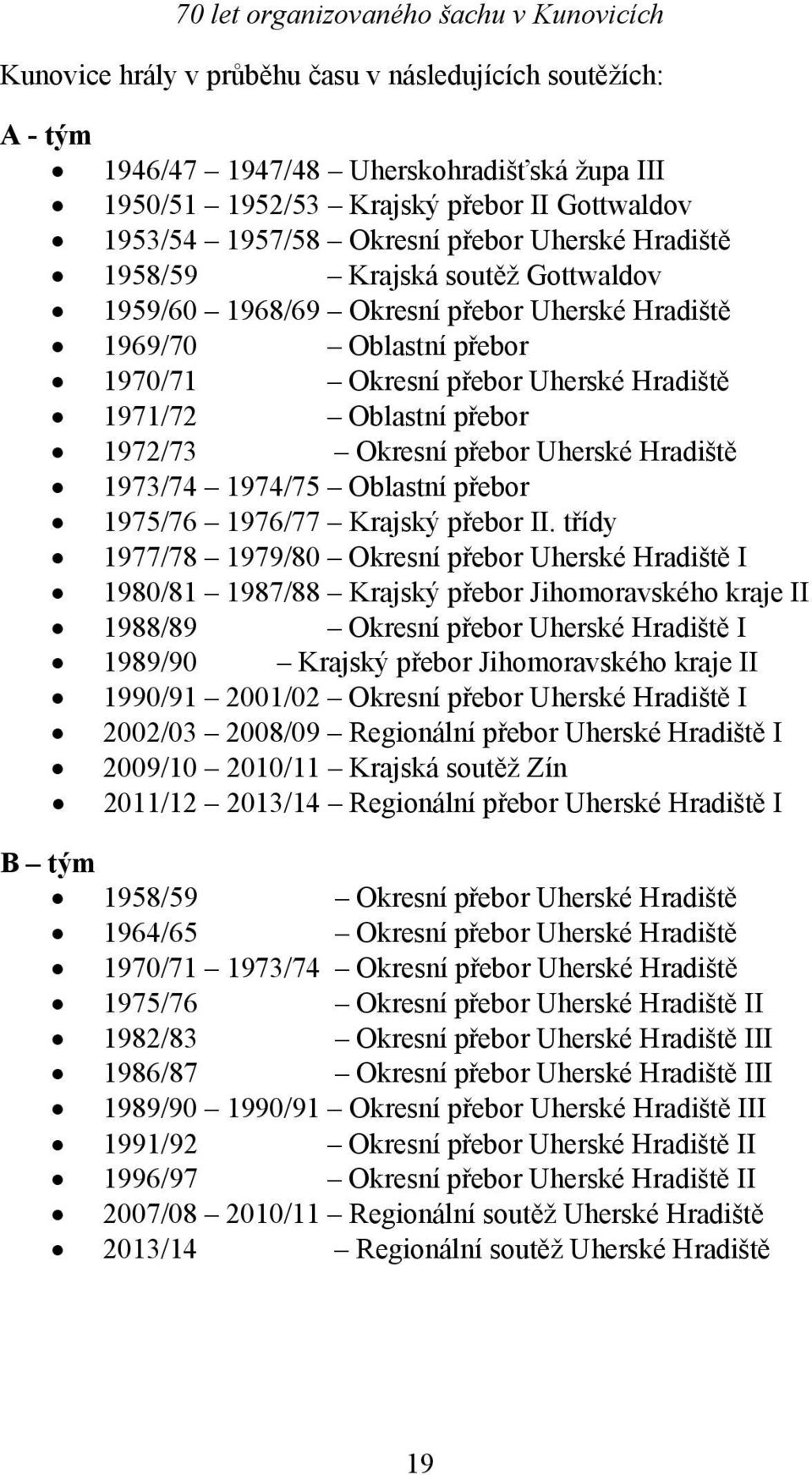 přebor Uherské Hradiště 1973/74 1974/75 Oblastní přebor 1975/76 1976/77 Krajský přebor II.