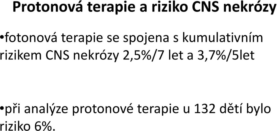 rizikem CNS nekrózy 2,5%/7 let a 3,7%/5let