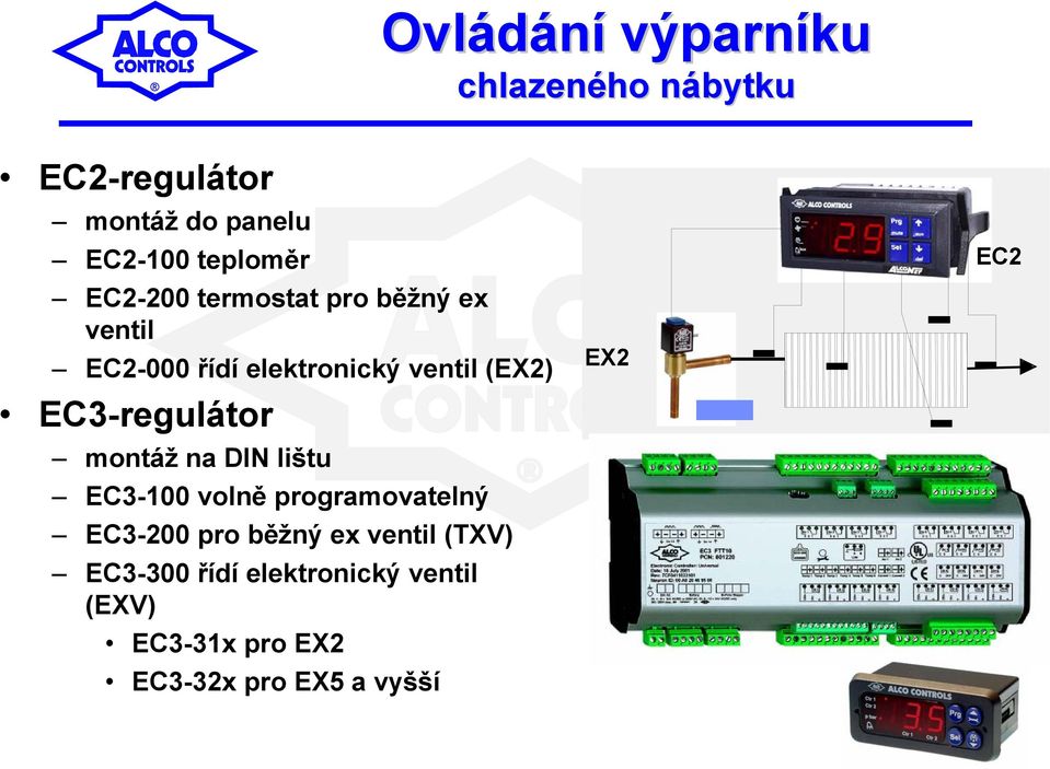 EC3-regulátor montáž na DIN lištu EC3-100 volně programovatelný EC3-200 pro běžný ex