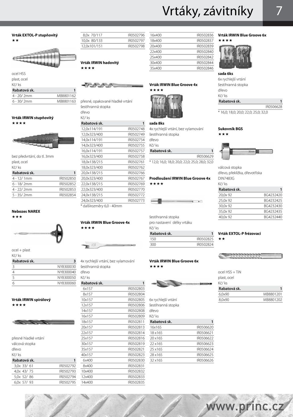vrtání 3,0x 33/ 61 IR0502792 4,0x 43/ 75 IR0502793 5,0x 52/ 86 IR0502794 6,0x 57/ 93 IR0502795 8,0x 70/117 IR0502796 10,0x 80/133 IR0502797 12,0x101/151 IR0502798 Vrták IRWIN hadovitý přesné,