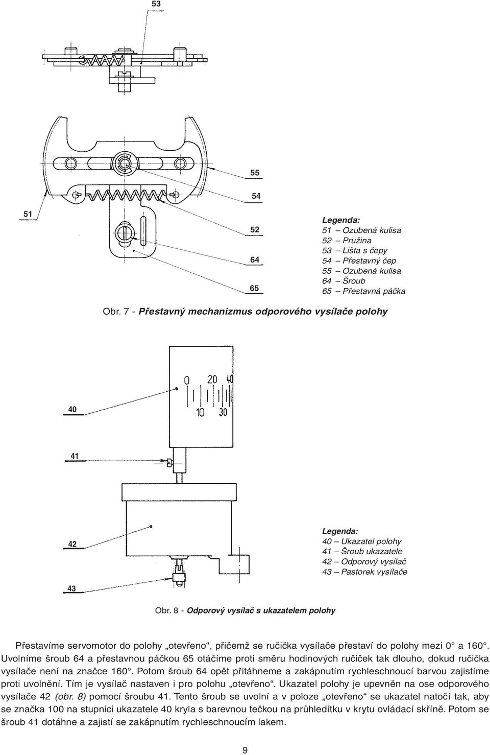 8 - Odporový vysílač s ukazatelem polohy Přestavíme servomotor do polohy otevřeno, přičemž se ručička vysílače přestaví do polohy mezi 0 a 160.