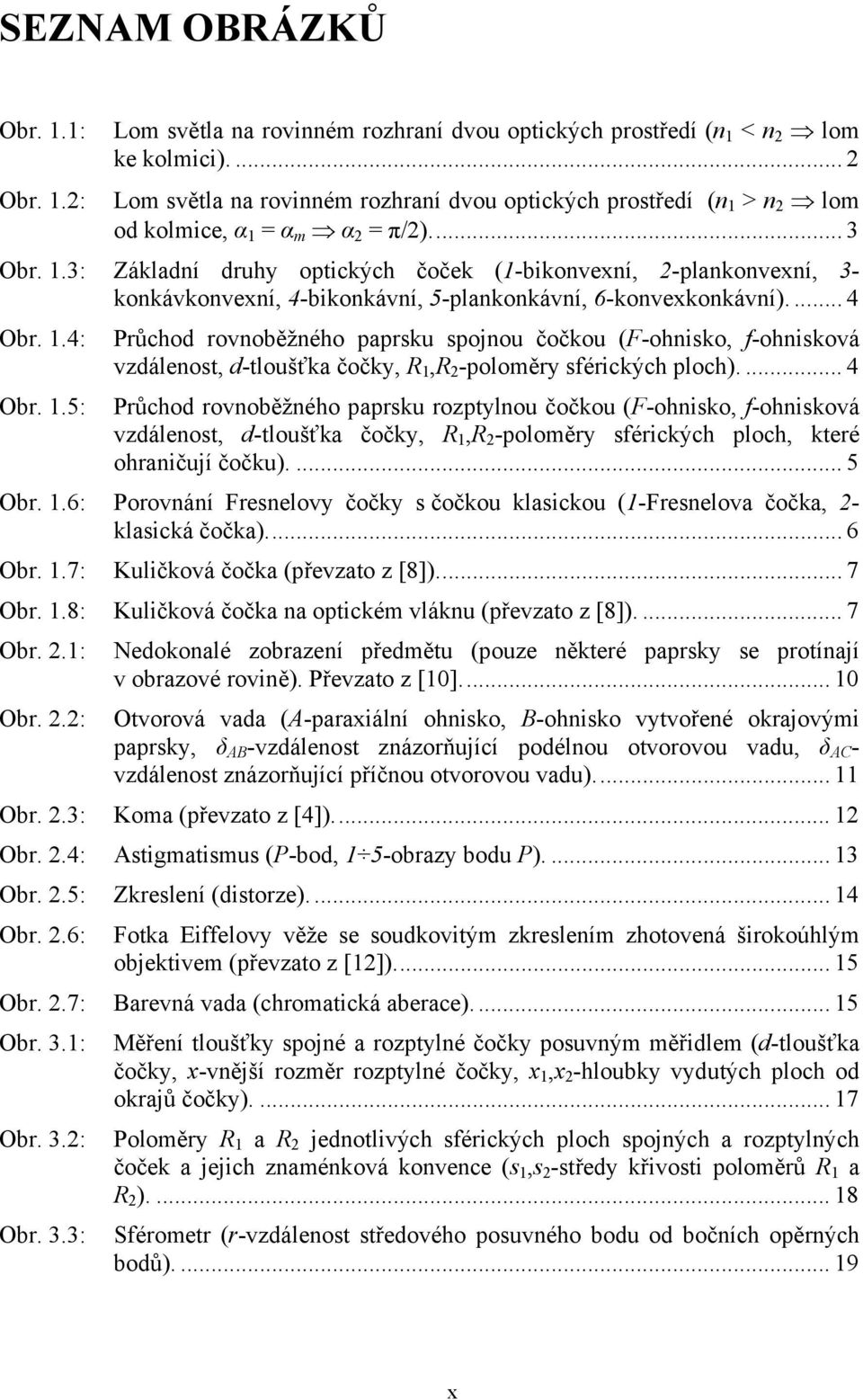 .3: Základní druhy optických čoček (-bikonvexní, -plankonvexní, 3- konkávkonvexní, 4-bikonkávní, 5-plankonkávní, 6-konvexkonkávní).... 4 Obr..4: Obr.